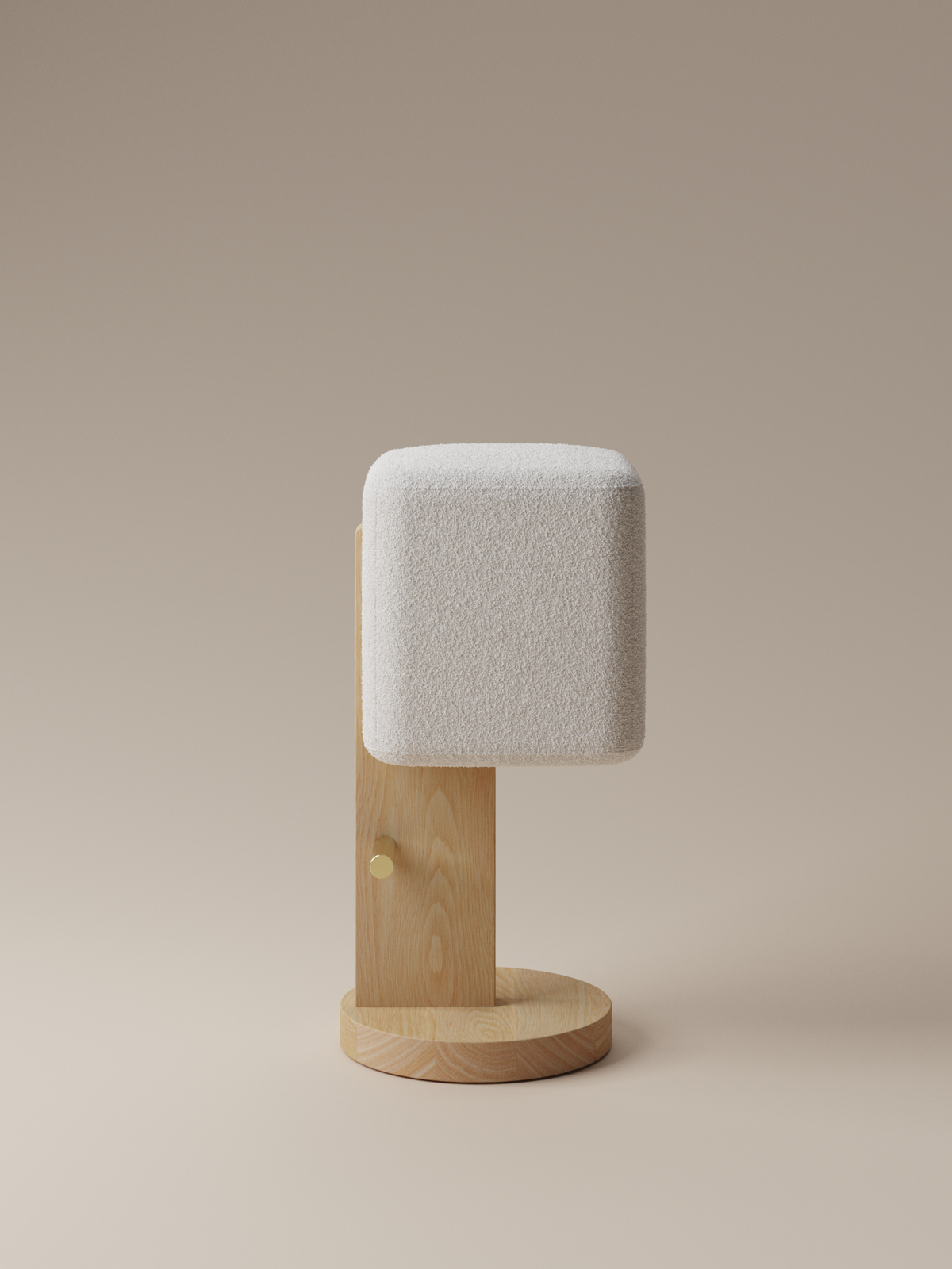 Form and Moment Ice Cream Barstool in North American White Ash with Cream White Boucle - Side View