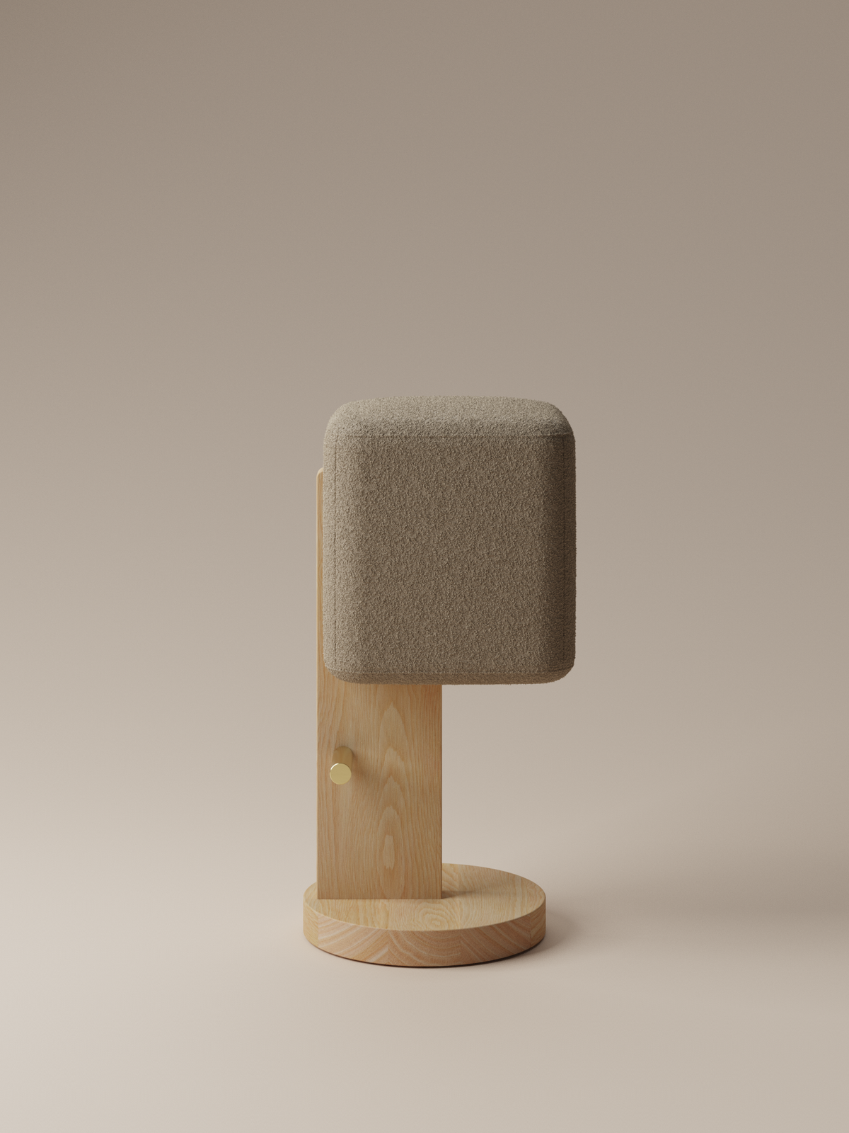 Form and Moment Ice Cream Barstool in North American White Ash with Mocha Boucle - Side View