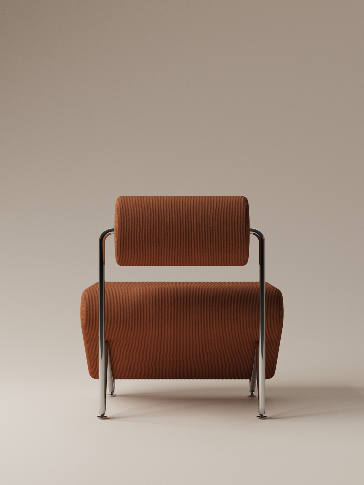 Form and Moment Trolley Lounge Chair in Rich Brown Corduroy - Back View