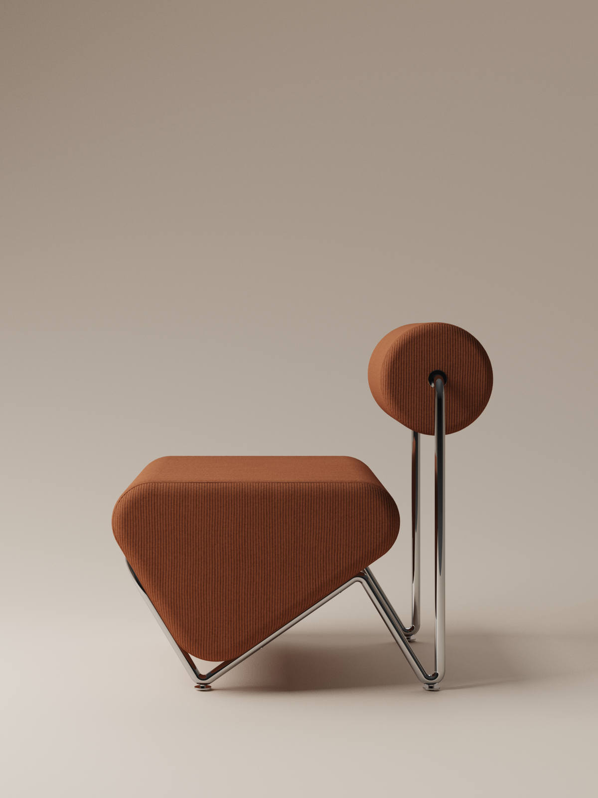 Form and Moment Trolley Lounge Chair in Rich Brown Corduroy - Side View