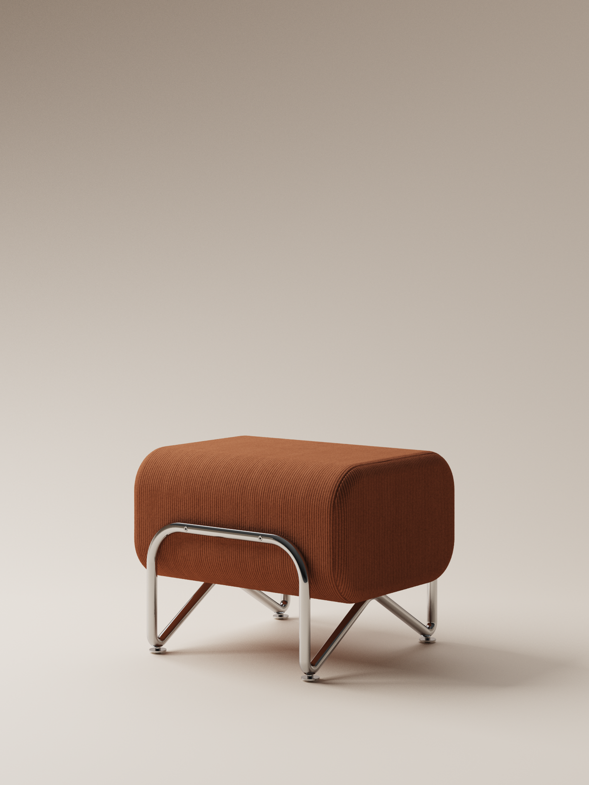 Form and Moment Trolley Ottoman in Rich Brown Corduroy - Angled View