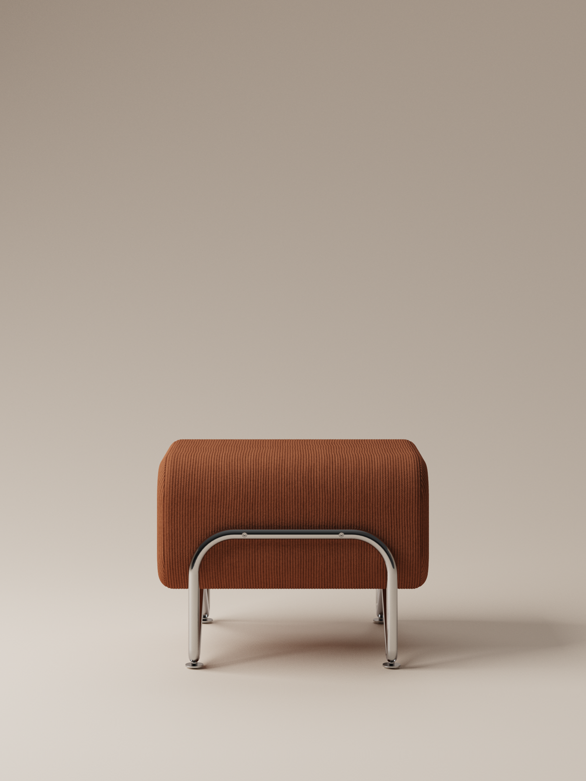 Form and Moment Trolley Ottoman in Rich Brown Corduroy - Front View