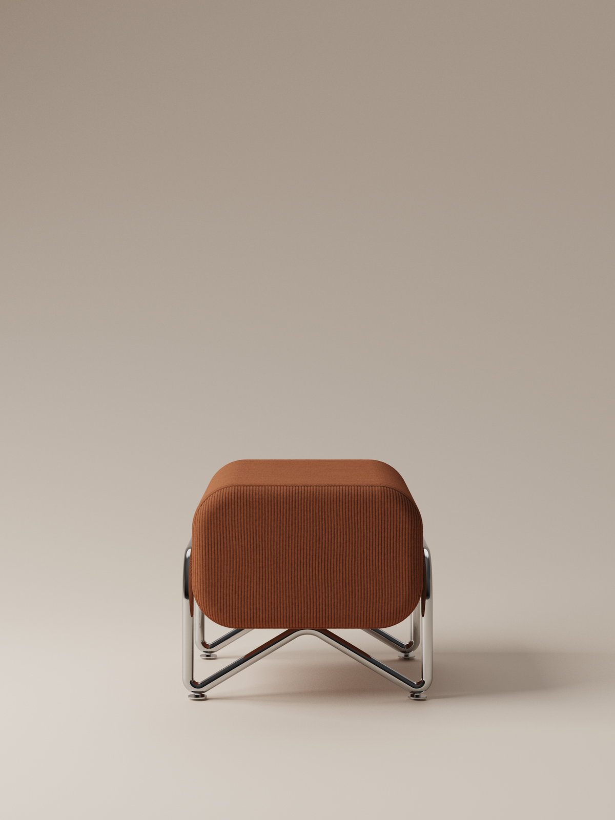 Form and Moment Trolley Ottoman in Rich Brown Corduroy - Side View